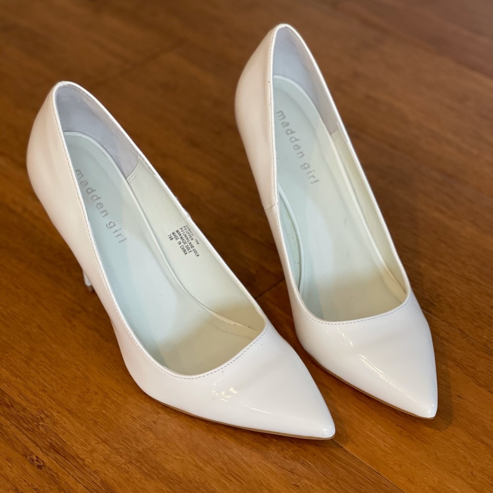 White Patent Leather Heels